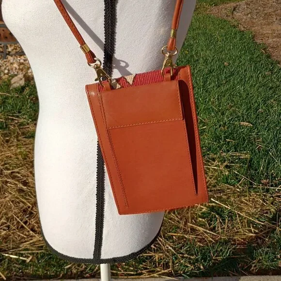 EM May Embroidered Handwoven Wool Leather Bag Multicolor Made In Turkey Kilim - Picture 6 of 11